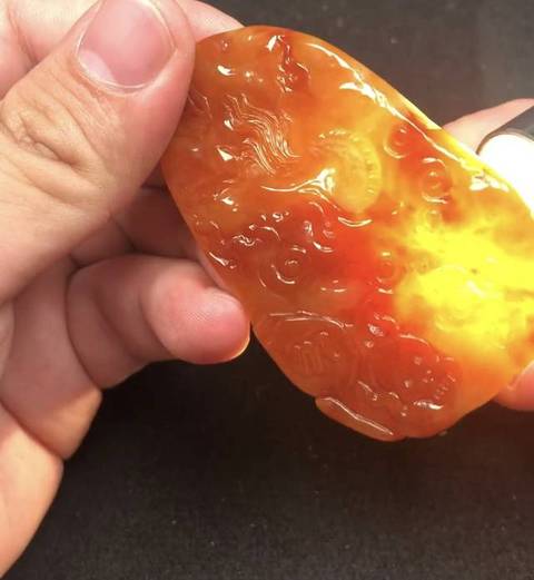 古玩玉器天然翡翠雕“龍紋牌”真品鑒賞圖