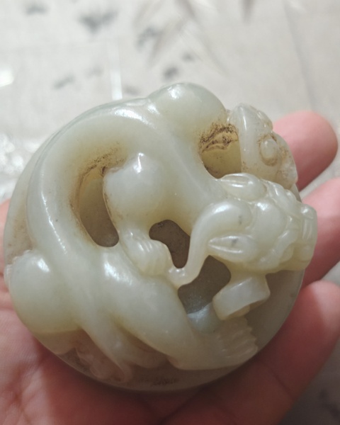 古玩玉器和田玉龍扭印坯真品鑒賞圖