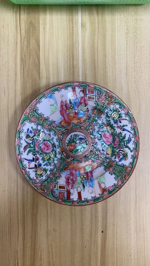 古玩陶瓷人物紋廣彩盤真品鑒賞圖