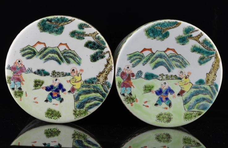 古玩陶瓷粉彩嬰戲圖蓋缸真品鑒賞圖