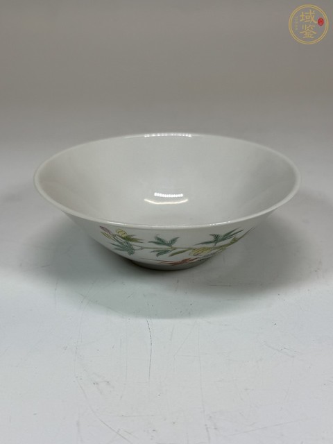 古玩陶瓷民國(guó) 粉彩花卉紋斗笠碗真品鑒賞圖