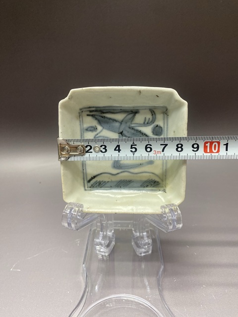 古玩陶瓷明天啟·一路連升四方倭角青花盤拍賣，當前價格960元