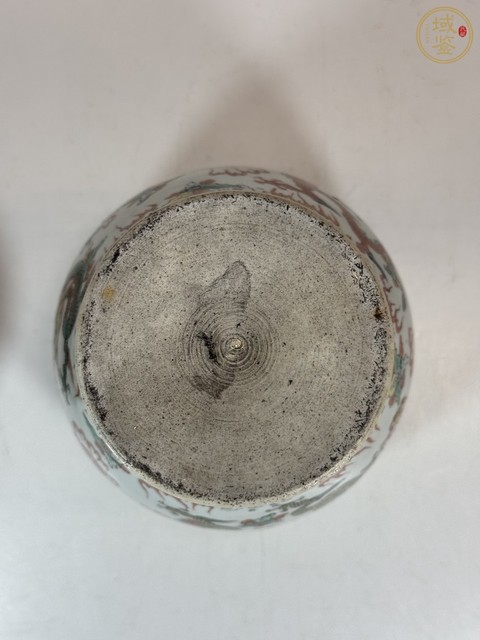 古玩陶瓷清晚期 五彩龍紋蓋罐真品鑒賞圖
