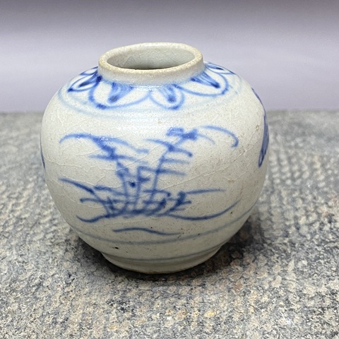 古玩陶瓷朱雀紋青花水盂真品鑒賞圖