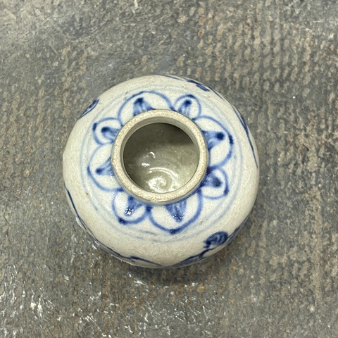 古玩陶瓷朱雀紋青花水盂真品鑒賞圖