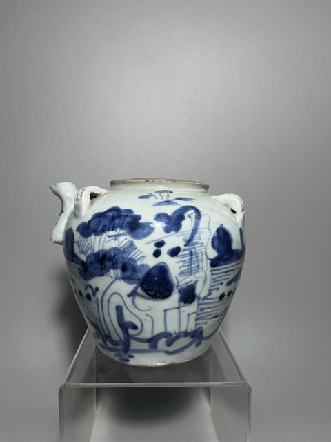 古玩陶瓷青花山水詩文茶壺真品鑒賞圖