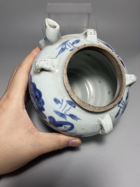 古玩陶瓷青花山水詩文茶壺真品鑒賞圖