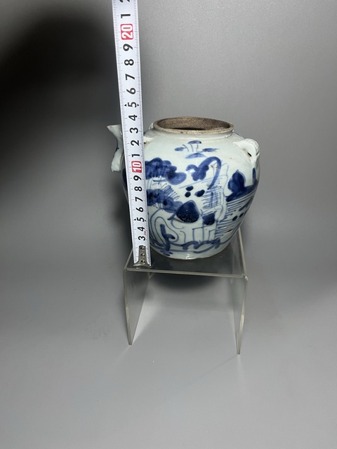 古玩陶瓷青花山水詩文茶壺真品鑒賞圖