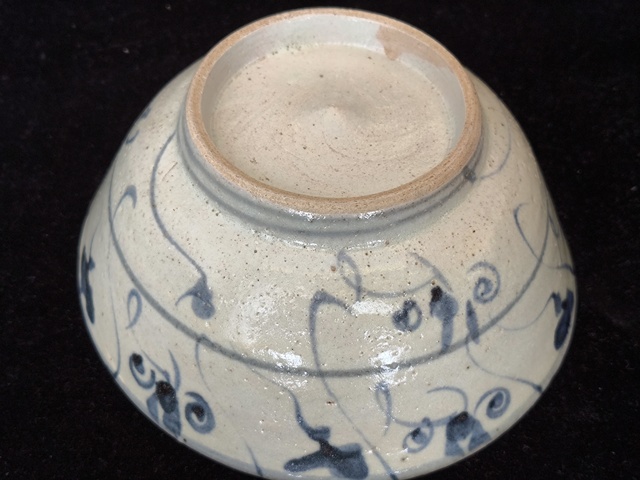 古玩陶瓷如意靈芝紋青花碗真品鑒賞圖