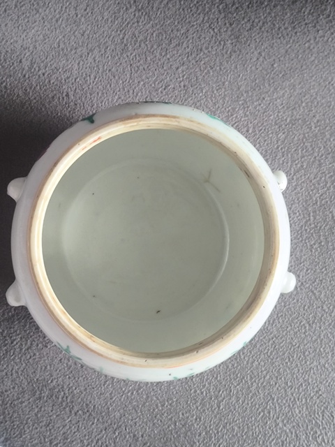 古玩陶瓷花卉紋粉彩四系粥罐真品鑒賞圖