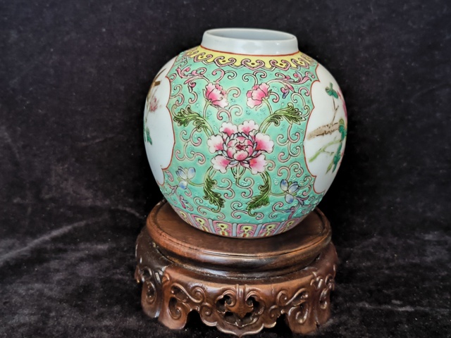 古玩陶瓷花鳥紋粉彩罐真品鑒賞圖