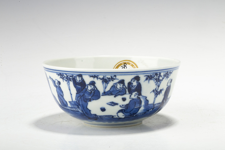古玩陶瓷晚清·青花竹林七賢紋碗拍賣，當前價格3352元