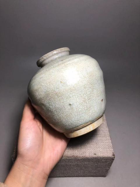 古玩陶瓷哥釉罐真品鑒賞圖