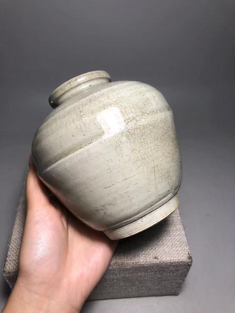 古玩陶瓷哥釉罐真品鑒賞圖
