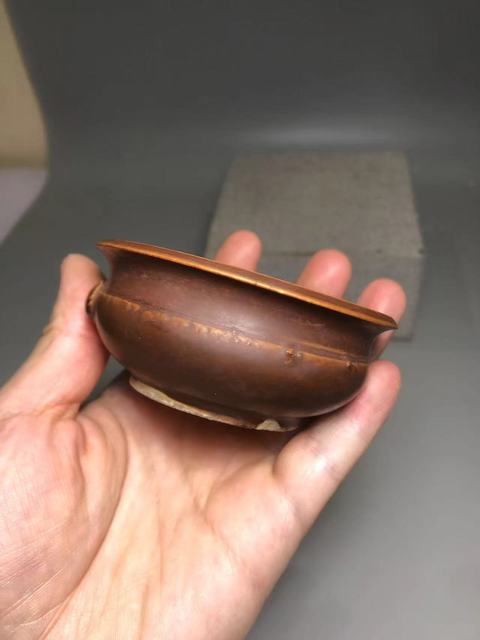 古玩陶瓷德化窯紫金釉香爐真品鑒賞圖