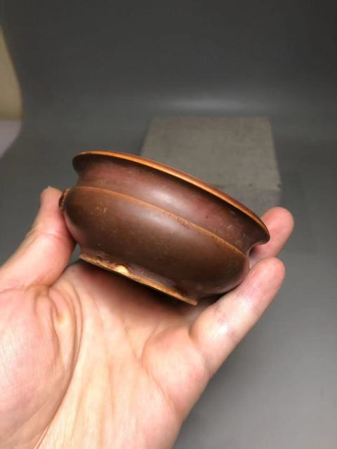 古玩陶瓷德化窯紫金釉香爐真品鑒賞圖