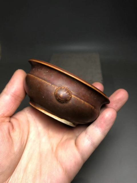古玩陶瓷德化窯紫金釉香爐真品鑒賞圖