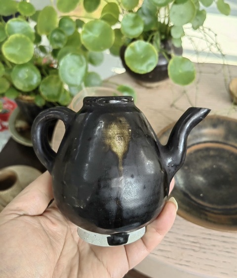 古玩陶瓷吉州窯系黑釉梨形壺真品鑒賞圖