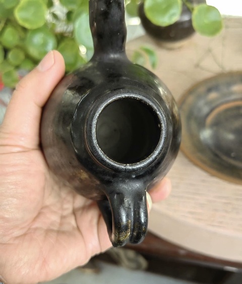 古玩陶瓷吉州窯系黑釉梨形壺真品鑒賞圖