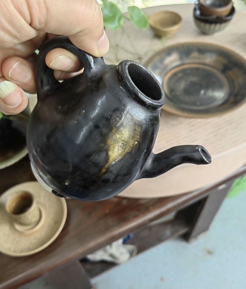 古玩陶瓷吉州窯系黑釉梨形壺真品鑒賞圖