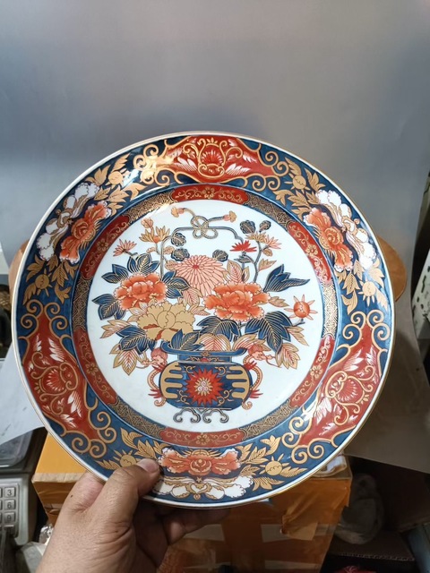 古玩陶瓷青花礬紅描金盤(pán)真品鑒賞圖