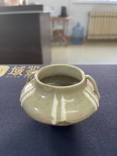 古玩陶瓷金元·白釉雙耳水盂 真品鑒賞圖