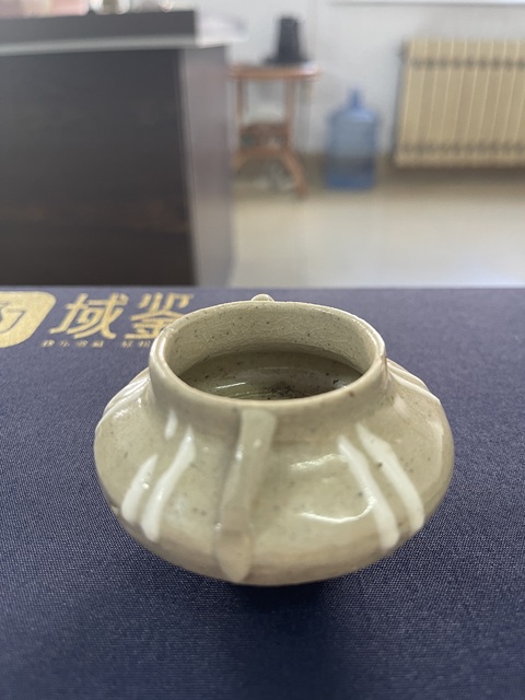 古玩陶瓷金元·白釉雙耳水盂 真品鑒賞圖