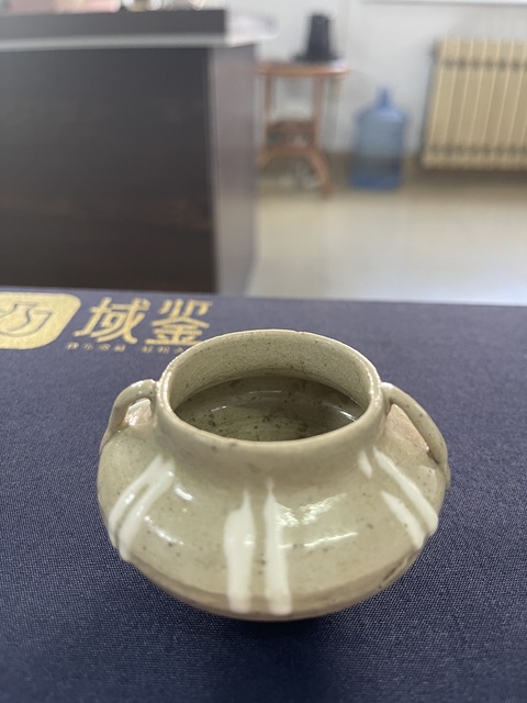 古玩陶瓷金元·白釉雙耳水盂 真品鑒賞圖