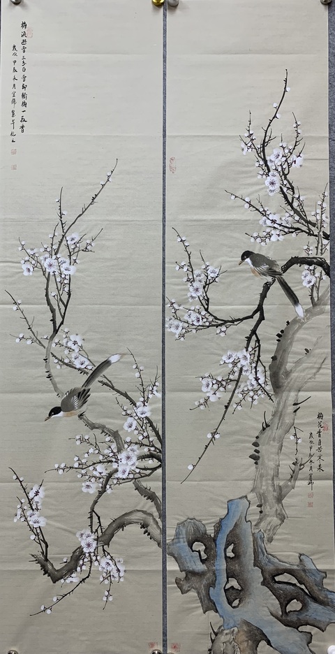 古玩字畫許宜錦 花鳥四條屏拍賣,當前價格300元