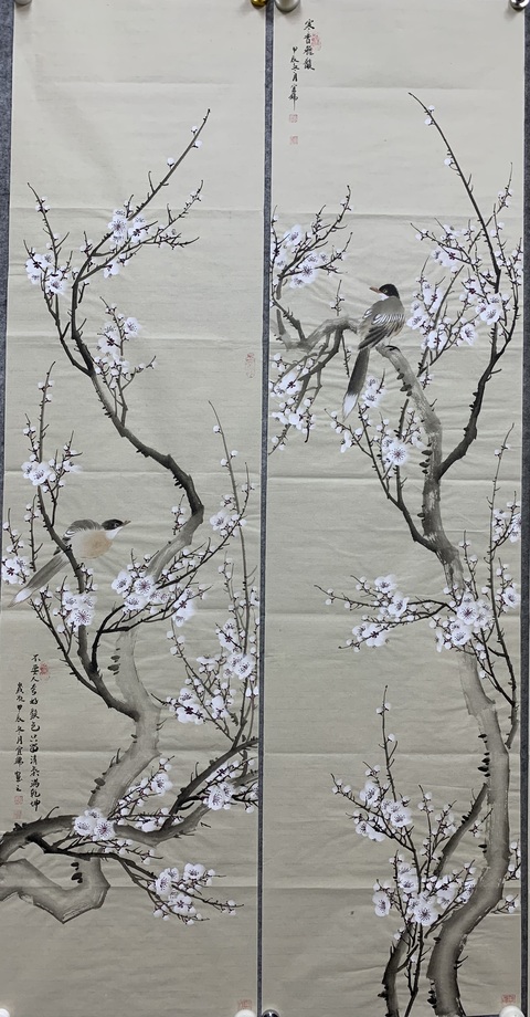 古玩字畫許宜錦 花鳥四條屏拍賣,當前價格300元