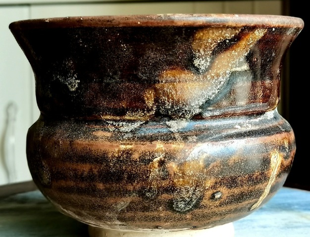 古玩陶瓷金代醬釉窯變渣斗真品鑒賞圖