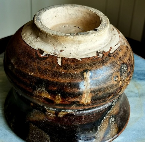 古玩陶瓷金代醬釉窯變渣斗真品鑒賞圖