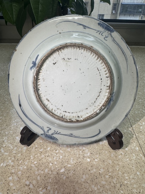 古玩陶瓷明晚期 青花雙鹿圖折沿盤真品鑒賞圖