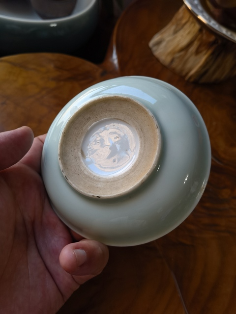 古玩陶瓷民國豆青釉果紋盤拍賣，當前價格299元