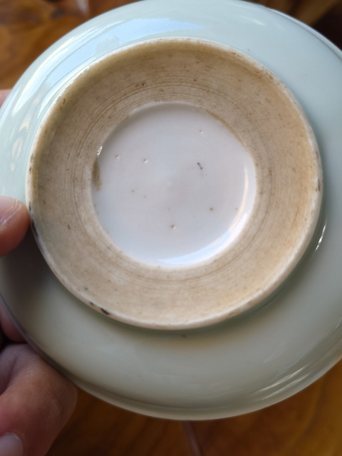 古玩陶瓷民國豆青釉果紋盤拍賣，當前價格299元