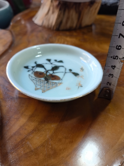 古玩陶瓷民國豆青釉果紋盤拍賣，當前價格299元