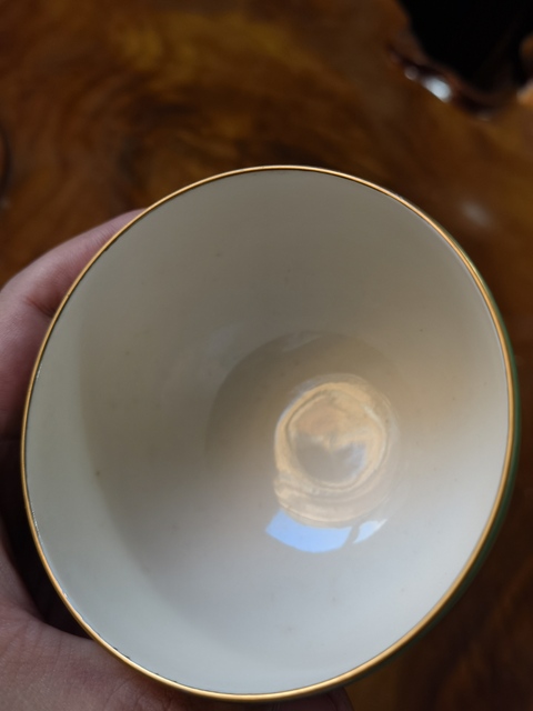 古玩陶瓷綠釉描金花卉紋杯拍賣，當前價格299元