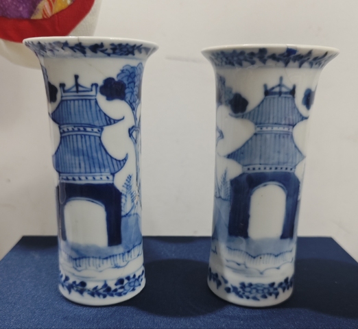 古玩陶瓷晚清青花花觚真品鑒賞圖