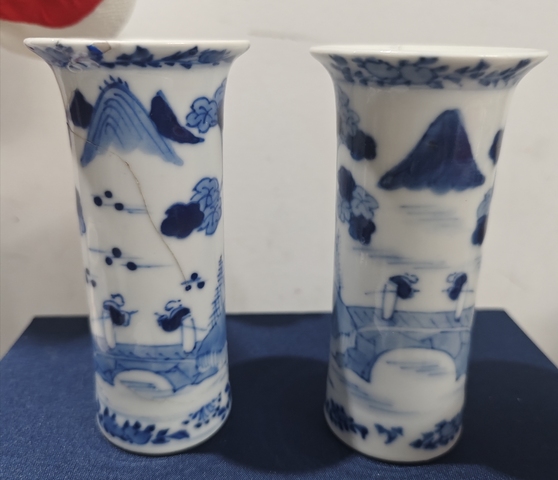 古玩陶瓷晚清青花花觚真品鑒賞圖