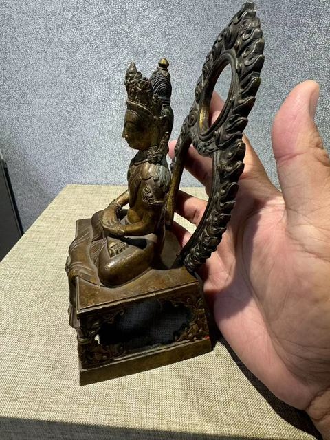 古玩銅器無量壽佛銅造像真品鑒賞圖