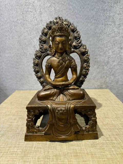 古玩銅器無量壽佛銅造像真品鑒賞圖