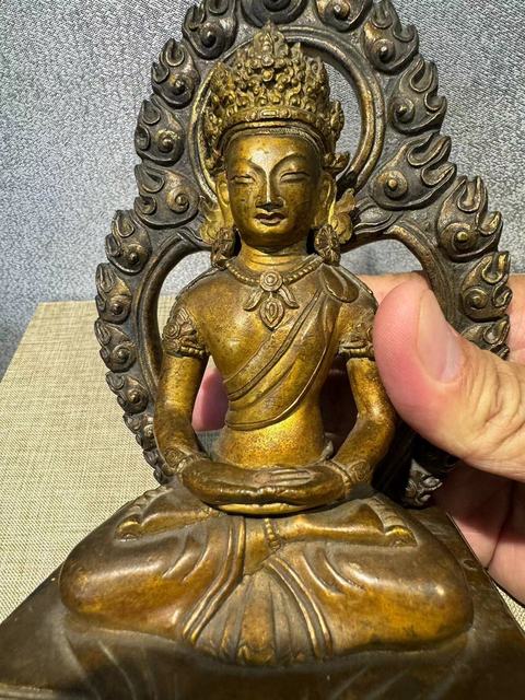 古玩銅器無量壽佛銅造像真品鑒賞圖