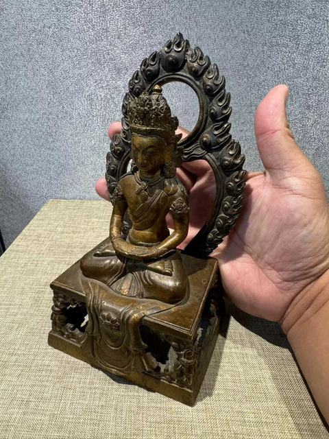 古玩銅器無量壽佛銅造像真品鑒賞圖