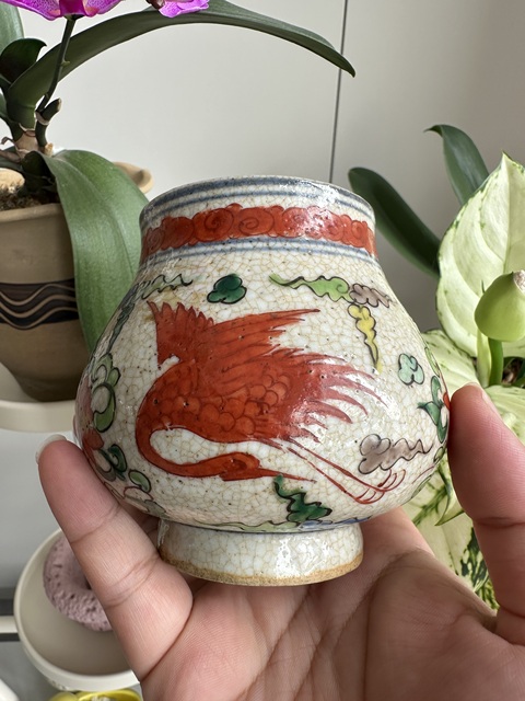 古玩陶瓷現(xiàn)代仿明晚期五彩魚(yú)簍尊真品鑒賞圖