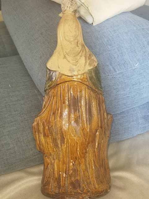 古玩陶瓷素三彩觀音像真品鑒賞圖