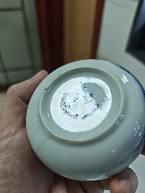 古玩陶瓷清晚期 青花山水紋雞心水盂真品鑒賞圖