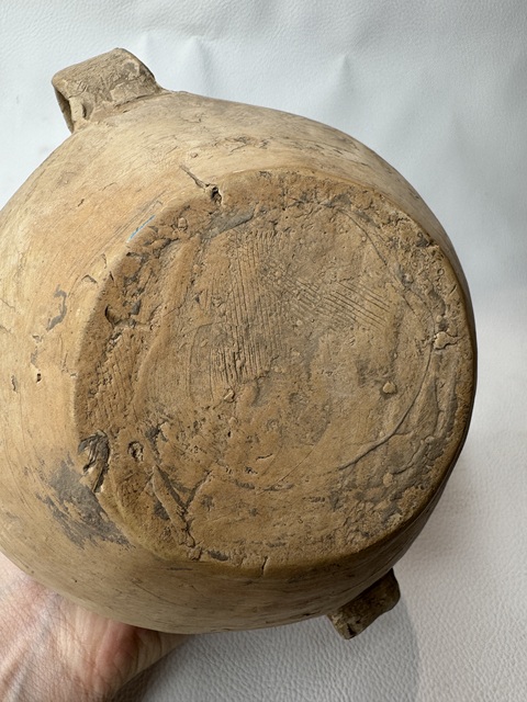 古玩陶瓷馬家窯文化·馬廠類型幾何折現紋雙耳壺拍賣，當前價格594元