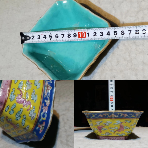 古玩陶瓷同治細路粉彩倭角貢碗真品鑒賞圖