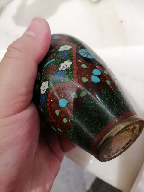 古玩銅器晚清景泰藍(lán)瓶拍賣,當(dāng)前價(jià)格3000元