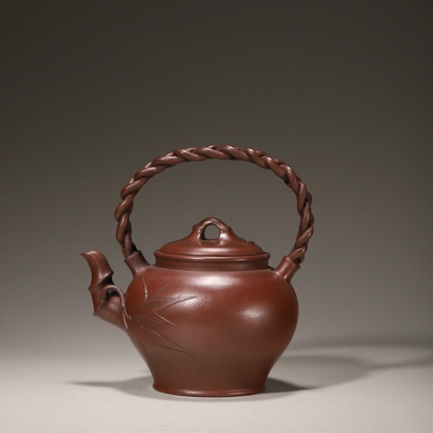 古玩雜項竹節提梁壺真品鑒賞圖